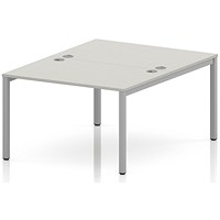 Impulse Bench B2B 2 Person 1200 Silver Frame Office Bench Desk Dove Grey