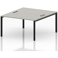 Impulse Bench B2B 2 Person 1400 Black Frame Office Bench Desk Dove Grey