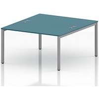 Impulse Bench B2B 2 Person 1400 Silver Frame Office Bench Desk Dark Teal
