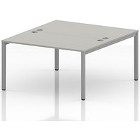 Impulse Bench B2B 2 Person 1400 Silver Frame Office Bench Desk Dove Grey