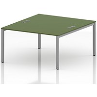 Impulse Bench B2B 2 Person 1400 Silver Frame Office Bench Desk Moss Green