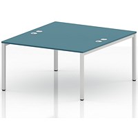 Impulse Bench B2B 2 Person 1400 White Frame Office Bench Desk Dark Teal