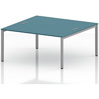 Impulse Bench B2B 2 Person 1600 Silver Frame Office Bench Desk Dark Teal