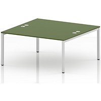 Impulse Bench B2B 2 Person 1600 White Frame Office Bench Desk Moss Green