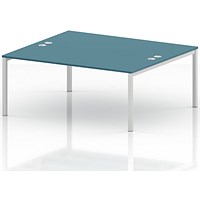 Impulse Bench B2B 2 Person 1800 White Frame Office Bench Desk Dark Teal