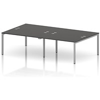 Impulse Bench B2B 4 Person 1400 Silver Frame Office Bench Desk Carbon Grey