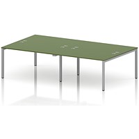 Impulse Bench B2B 4 Person 1400 Silver Frame Office Bench Desk Moss Green