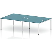 Impulse Bench B2B 4 Person 1400 White Frame Office Bench Desk Dark Teal