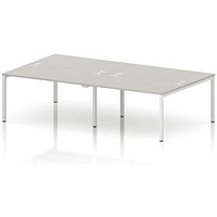 Impulse Bench B2B 4 Person 1400 White Frame Office Bench Desk Dove Grey