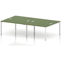 Impulse Bench B2B 4 Person 1400 White Frame Office Bench Desk Moss Green