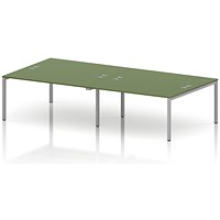 Impulse Bench B2B 4 Person 1600 Silver Frame Office Bench Desk Moss Green