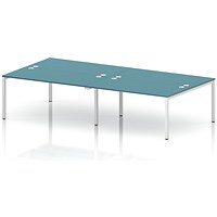 Impulse Bench B2B 4 Person 1600 White Frame Office Bench Desk Dark Teal
