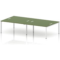 Impulse Bench B2B 4 Person 1600 White Frame Office Bench Desk Moss Green