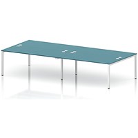 Impulse Bench B2B 4 Person 1800 White Frame Office Bench Desk Dark Teal