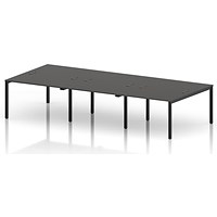 Impulse Bench B2B 6 Person 1200 Black Frame Office Bench Desk Carbon Grey