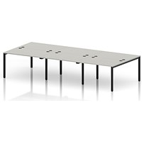 Impulse Bench B2B 6 Person 1200 Black Frame Office Bench Desk Dove Grey