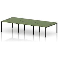 Impulse Bench B2B 6 Person 1200 Black Frame Office Bench Desk Moss Green