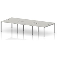 Impulse Bench B2B 6 Person 1200 Silver Frame Office Bench Desk Dove Grey