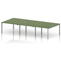Impulse Bench B2B 6 Person 1200 Silver Frame Office Bench Desk Moss Green
