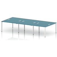 Impulse Bench B2B 6 Person 1200 White Frame Office Bench Desk Dark Teal