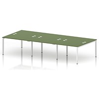 Impulse Bench B2B 6 Person 1200 White Frame Office Bench Desk Moss Green
