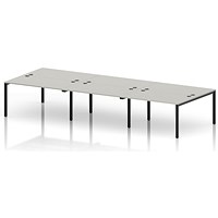 Impulse Bench B2B 6 Person 1400 Black Frame Office Bench Desk Dove Grey