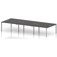 Impulse Bench B2B 6 Person 1400 Silver Frame Office Bench Desk Carbon Grey
