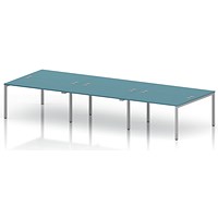 Impulse Bench B2B 6 Person 1400 Silver Frame Office Bench Desk Dark Teal