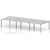 Impulse Bench B2B 6 Person 1400 Silver Frame Office Bench Desk Dove Grey