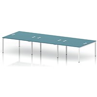 Impulse Bench B2B 6 Person 1400 White Frame Office Bench Desk Dark Teal