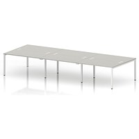 Impulse Bench B2B 6 Person 1400 White Frame Office Bench Desk Dove Grey