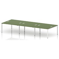 Impulse Bench B2B 6 Person 1400 White Frame Office Bench Desk Moss Green