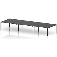 Impulse Bench B2B 6 Person 1600 Black Frame Office Bench Desk Carbon Grey