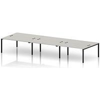 Impulse Bench B2B 6 Person 1600 Black Frame Office Bench Desk Dove Grey