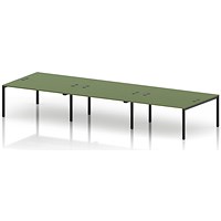 Impulse Bench B2B 6 Person 1600 Black Frame Office Bench Desk Moss Green