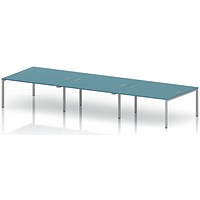 Impulse Bench B2B 6 Person 1600 Silver Frame Office Bench Desk Dark Teal