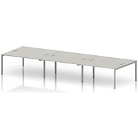 Impulse Bench B2B 6 Person 1600 Silver Frame Office Bench Desk Dove Grey