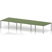 Impulse Bench B2B 6 Person 1600 Silver Frame Office Bench Desk Moss Green