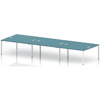 Impulse Bench B2B 6 Person 1600 White Frame Office Bench Desk Dark Teal