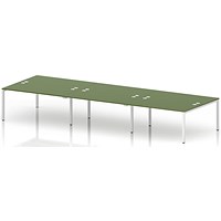 Impulse Bench B2B 6 Person 1600 White Frame Office Bench Desk Moss Green