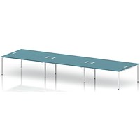 Impulse Bench B2B 6 Person 1800 White Frame Office Bench Desk Dark Teal