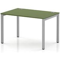 Impulse Bench Single Row 1200 Silver Frame Office Bench Desk Moss Green