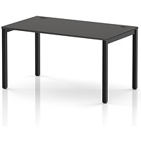 Impulse Bench Single Row 1400 Black Frame Office Bench Desk Carbon Grey
