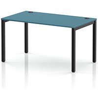 Impulse Bench Single Row 1400 Black Frame Office Bench Desk Dark Teal