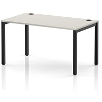Impulse Bench Single Row 1400 Black Frame Office Bench Desk Dove Grey