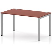 Impulse Bench Single Row 1400 Silver Frame Office Bench Desk Brick Red