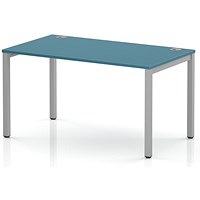 Impulse Bench Single Row 1400 Silver Frame Office Bench Desk Dark Teal