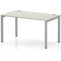 Impulse Bench Single Row 1400 Silver Frame Office Bench Desk Dove Grey