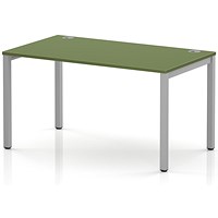 Impulse Bench Single Row 1400 Silver Frame Office Bench Desk Moss Green