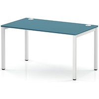 Impulse Bench Single Row 1400 White Frame Office Bench Desk Dark Teal